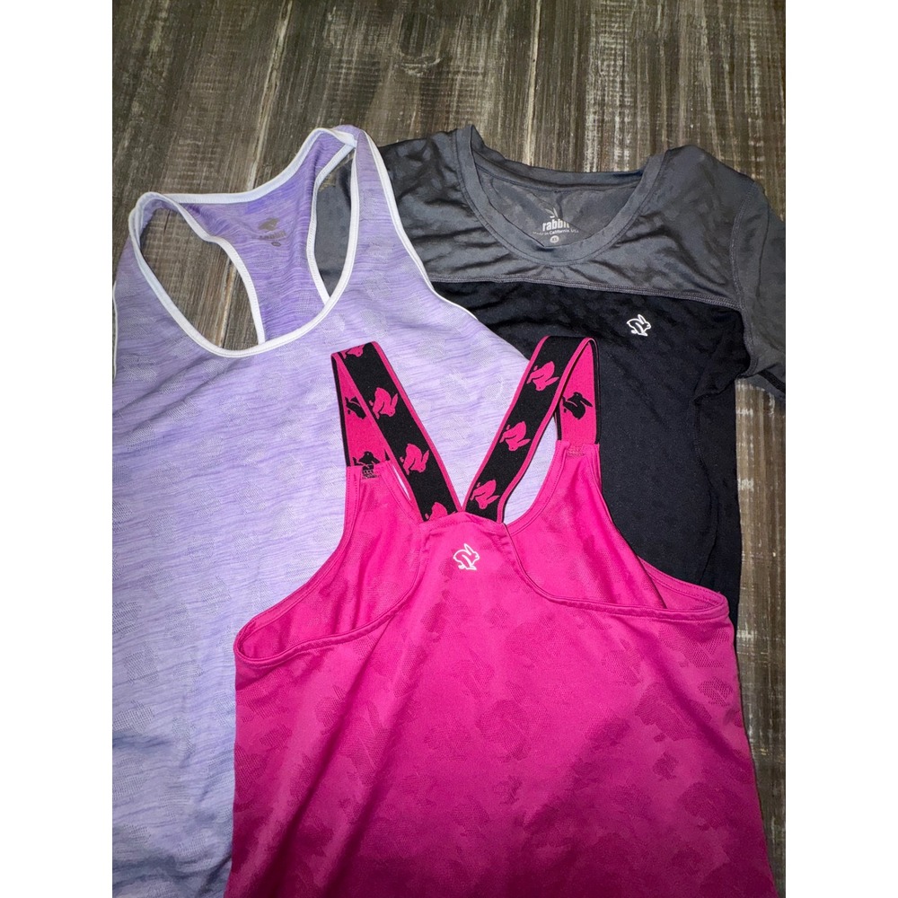 Rabbit Running Apparel Bundle Pink Purple Black Tanks & Tee Womens XS SM